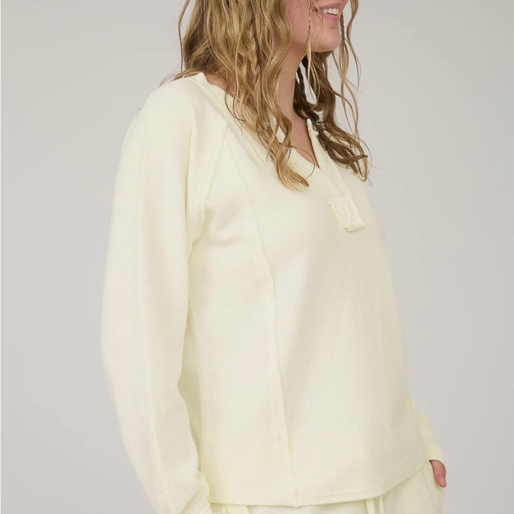 ACID WASHED RIBBED PATTERN TONES LOUNGE 2 PC SET - Picture 3 of 8